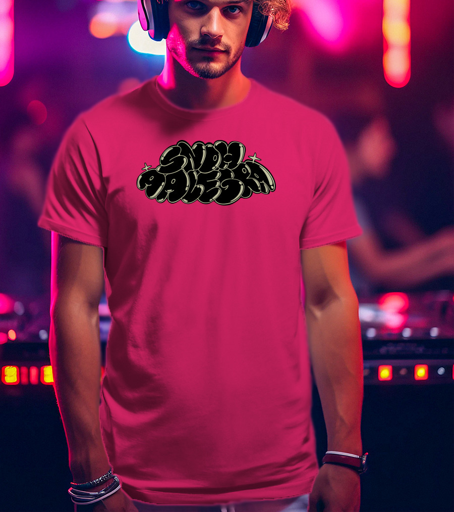 Snoh Aalegra Bold Bubble Lettering On Bright Pink Background T-Shirt