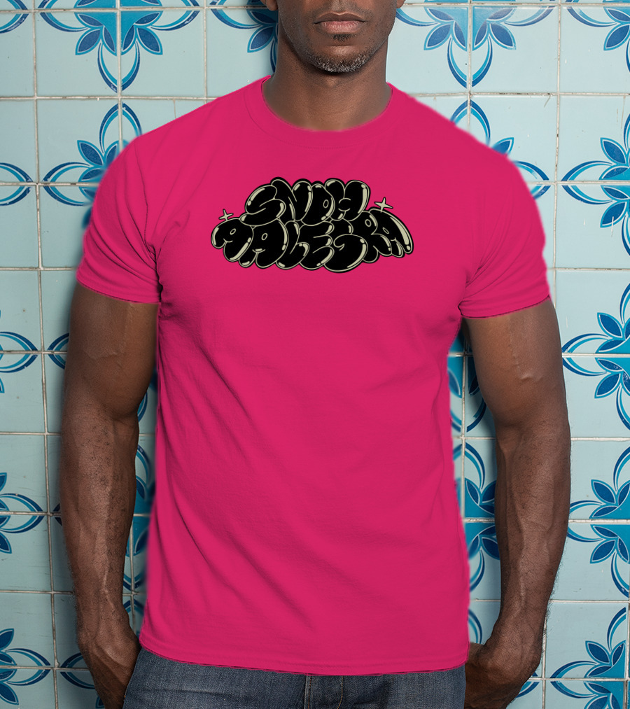 Snoh Aalegra Bold Bubble Lettering On Bright Pink Background T-Shirt