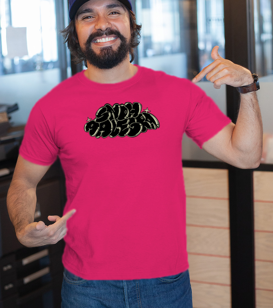 Snoh Aalegra Bold Bubble Lettering On Bright Pink Background T-Shirt