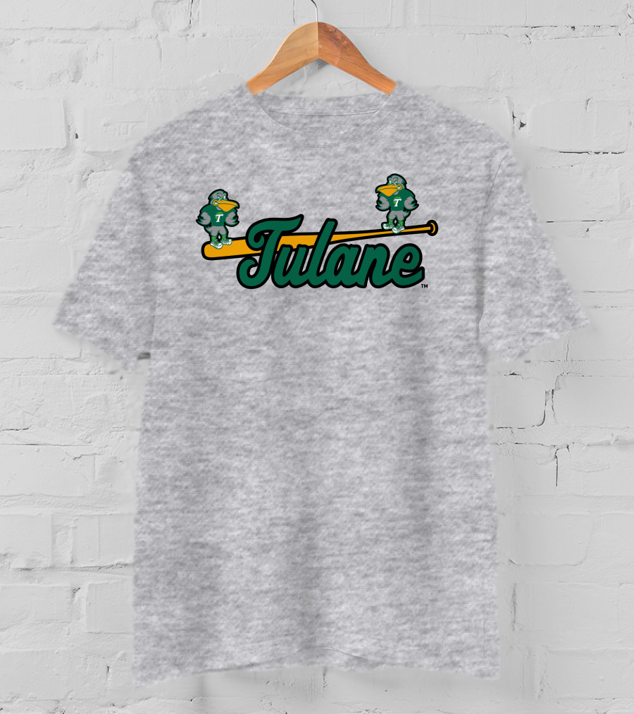 Tulane Green Wave Baseball Bat Birds T-Shirt