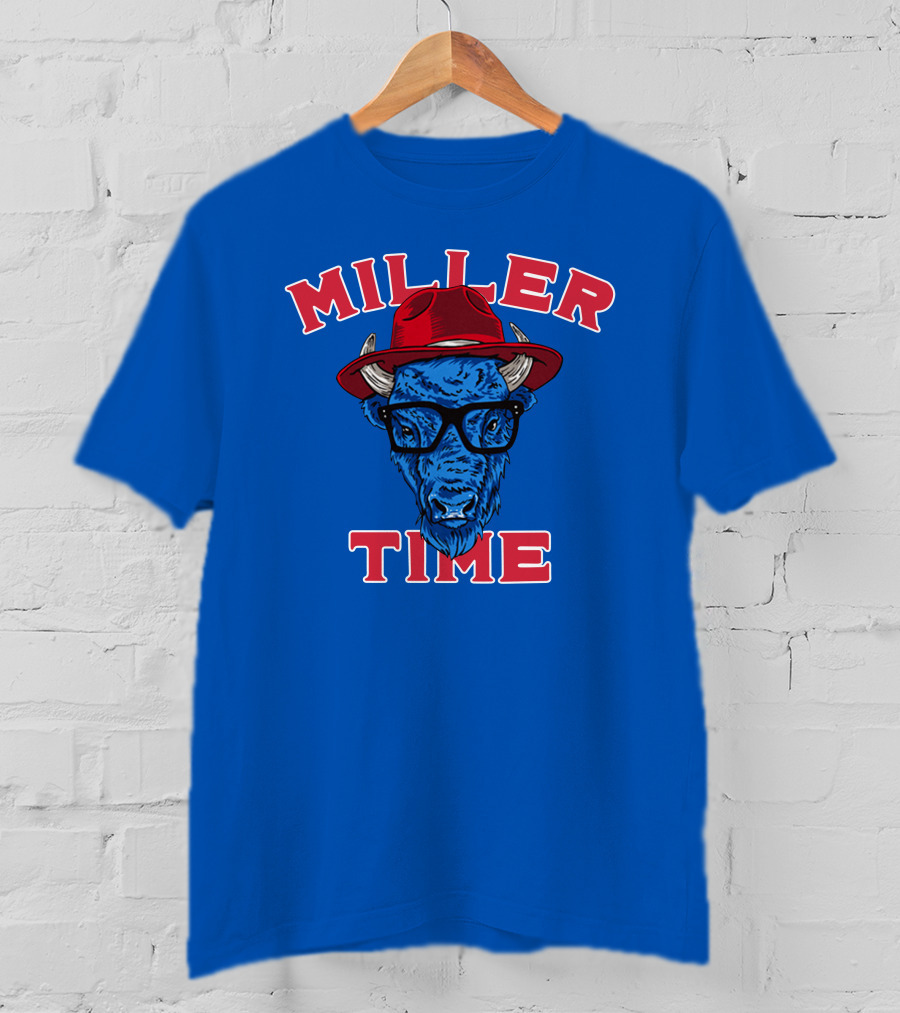 Miller Time Buffalo Red Hat Glasses Blue Buffalo T-Shirt