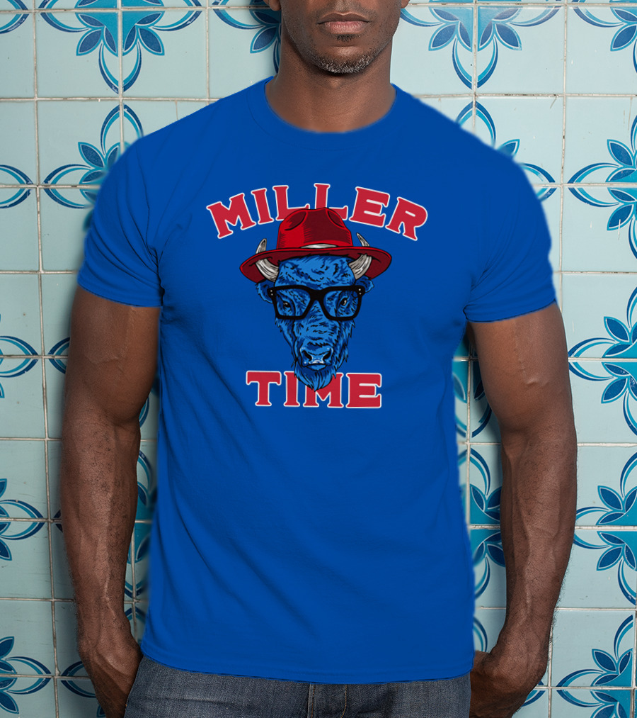 Miller Time Buffalo Red Hat Glasses Blue Buffalo T-Shirt