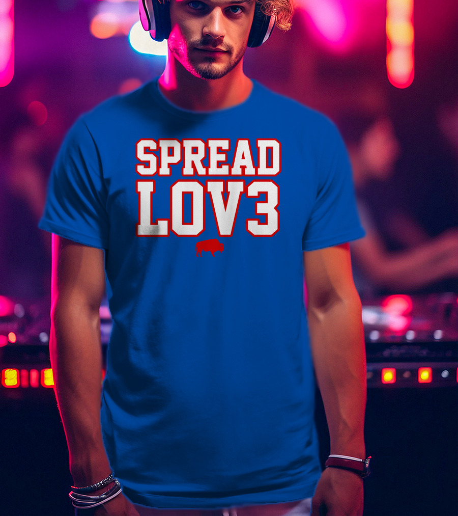 Spread Lov3 Buffalo Red Outline With Buffalo T-Shirt
