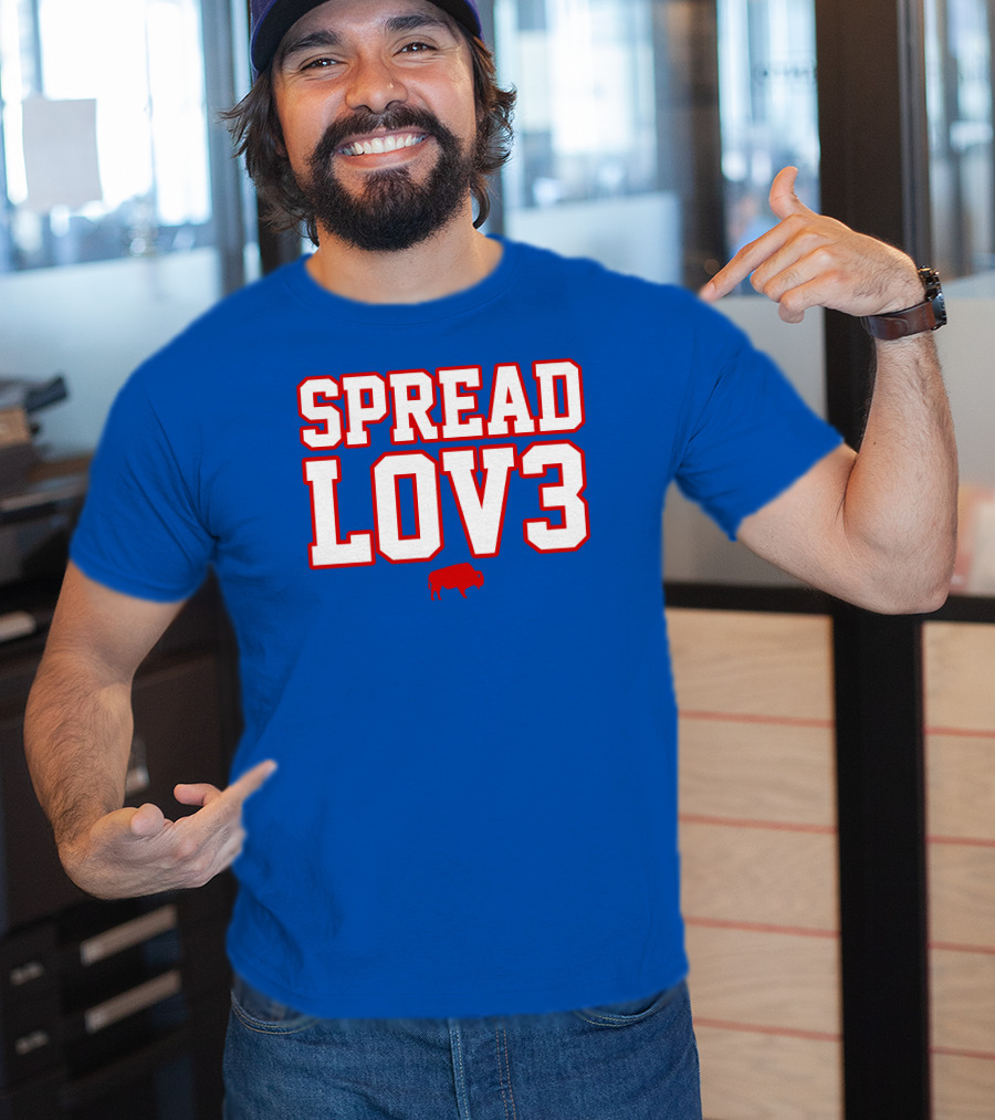 Spread Lov3 Buffalo Red Outline With Buffalo T-Shirt