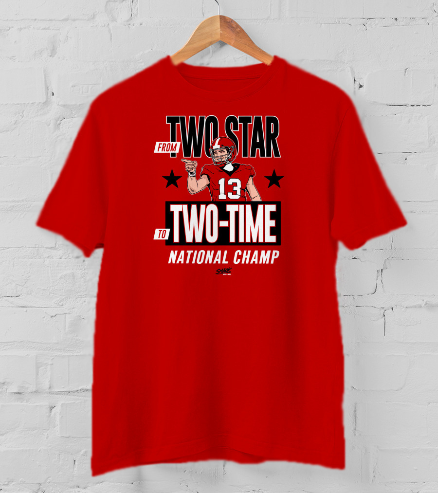 From Two Star To Two-Time National Champ Football Player Number 13 T-Shirt