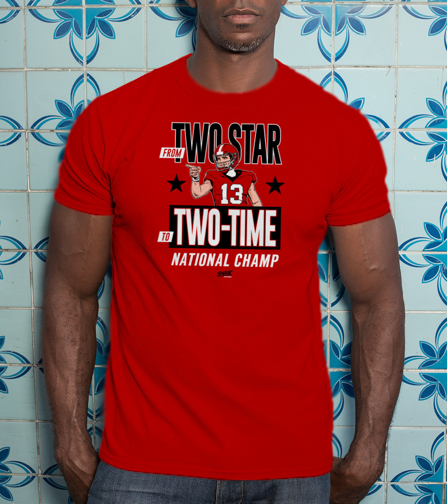 From Two Star To Two-Time National Champ Football Player Number 13 T-Shirt