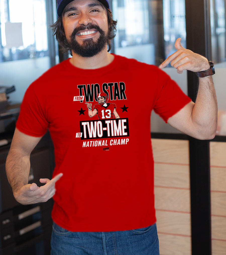 From Two Star To Two-Time National Champ Football Player Number 13 T-Shirt