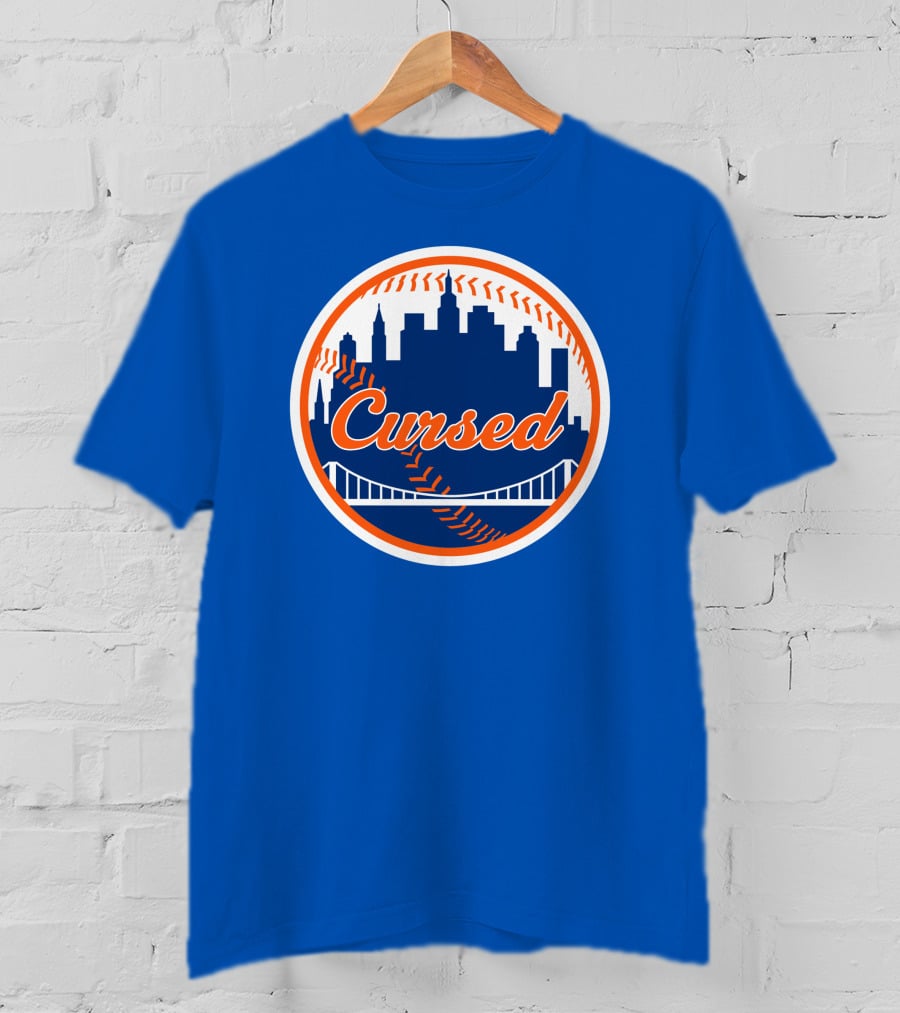 Cursed Mets Baseball Skyline Bridge T-Shirt
