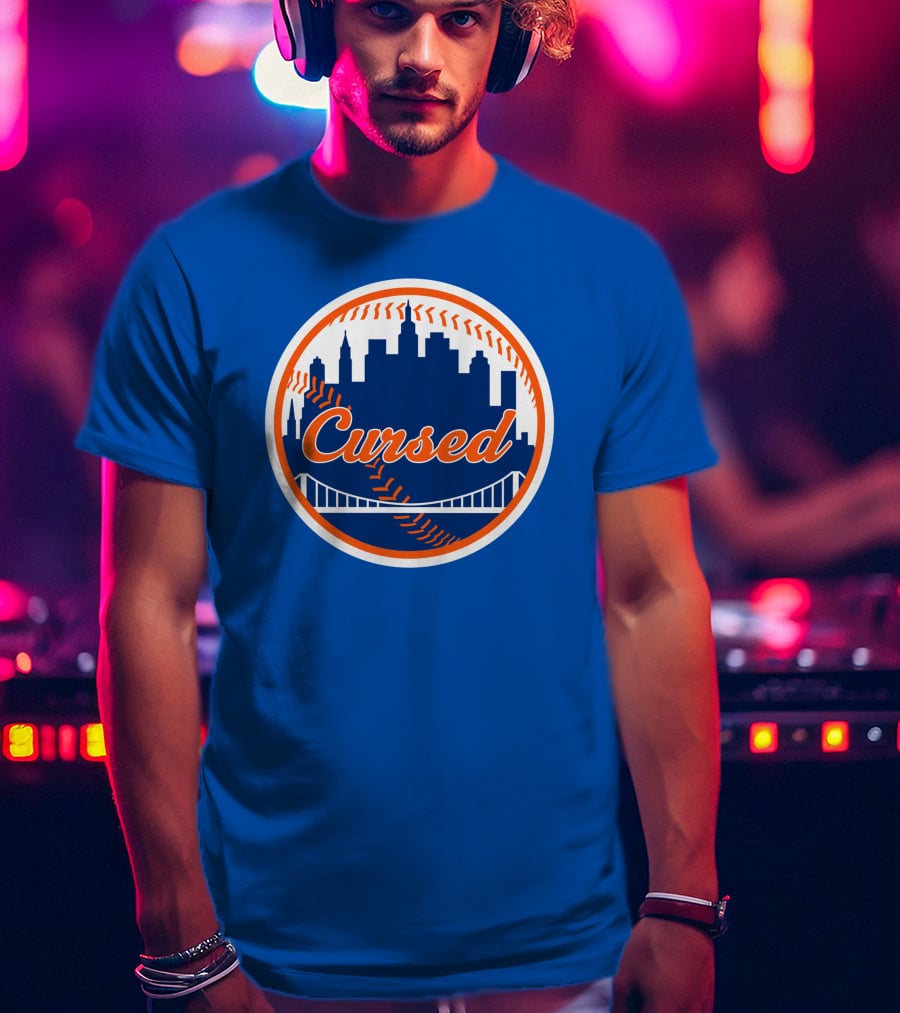 Cursed Mets Baseball Skyline Bridge T-Shirt