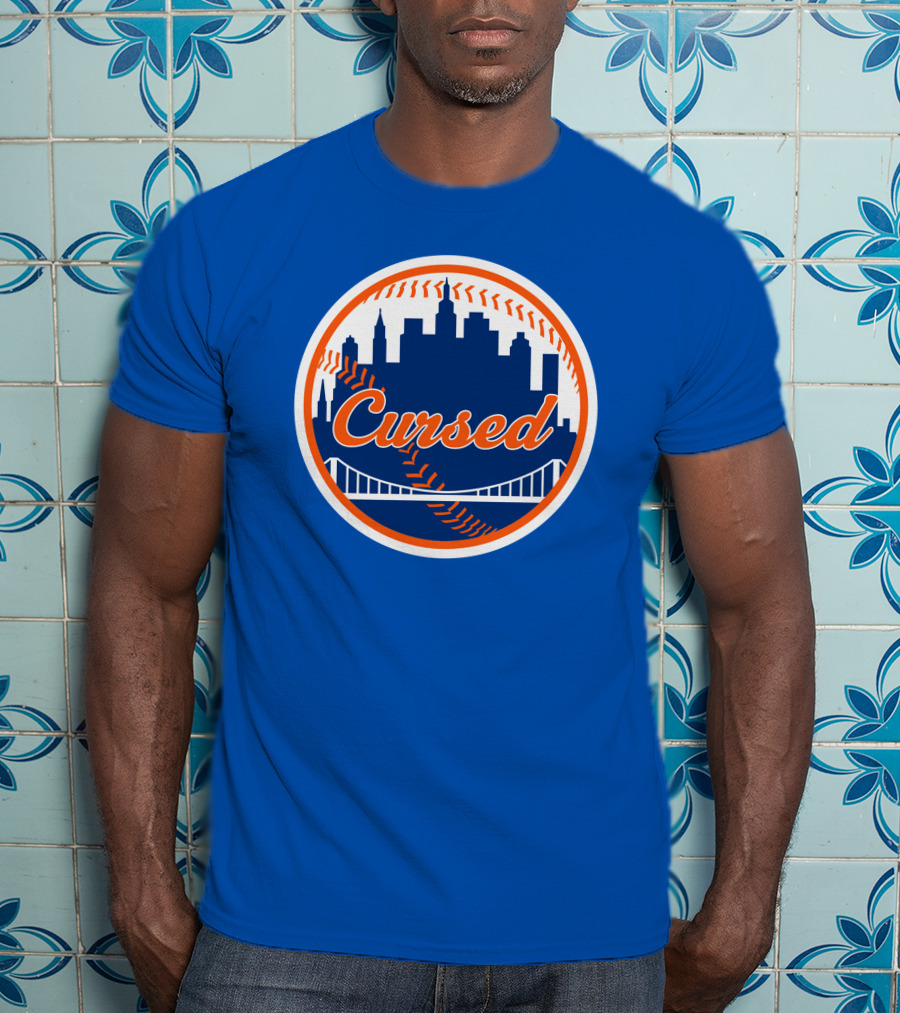 Cursed Mets Baseball Skyline Bridge T-Shirt