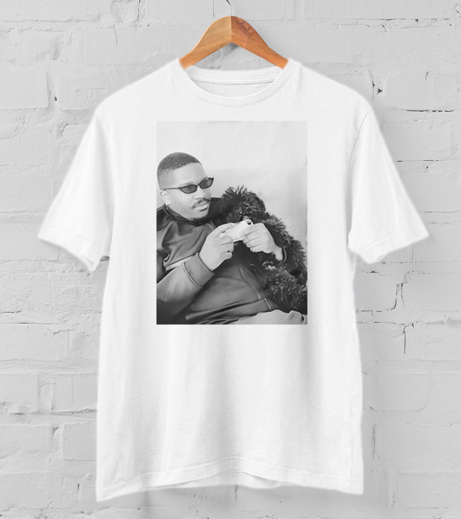 Father's Tiny Shades Relaxing With Pet On Couch T-Shirt