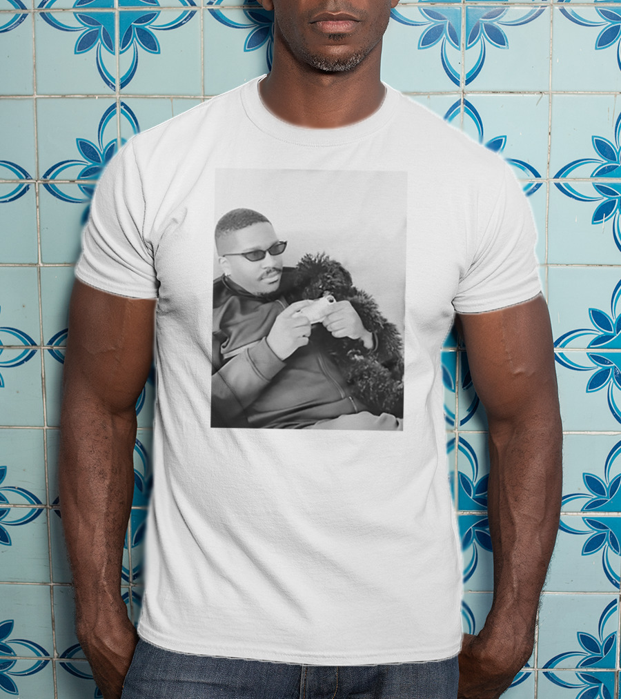 Father's Tiny Shades Relaxing With Pet On Couch T-Shirt