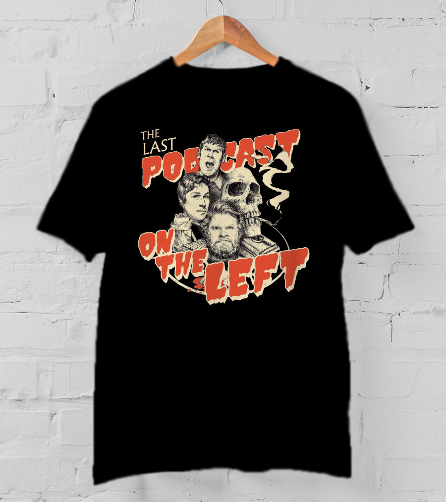 The Last Podcast On The Left Classic Logo With Illustrations And Skull T-Shirt