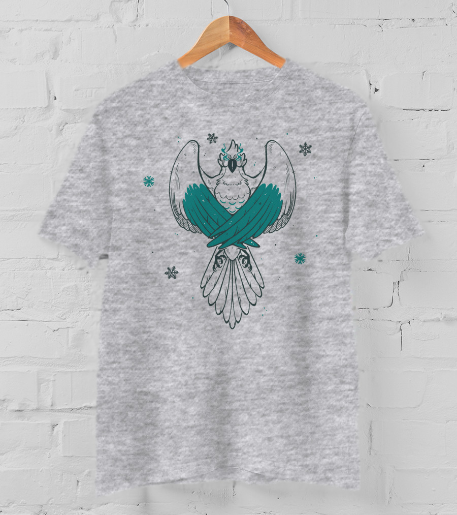 Jaiden Animations Bird With Teal Wings And Snowflakes T-Shirt