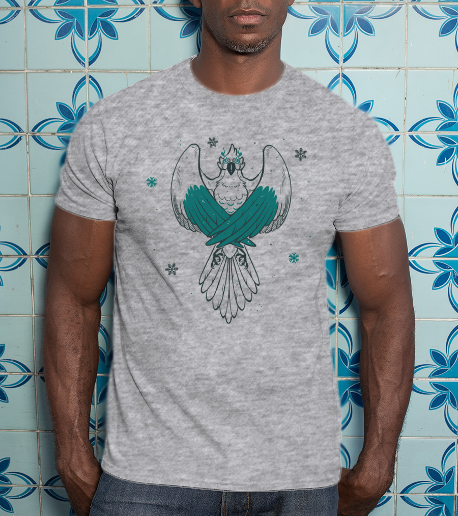 Jaiden Animations Bird With Teal Wings And Snowflakes T-Shirt