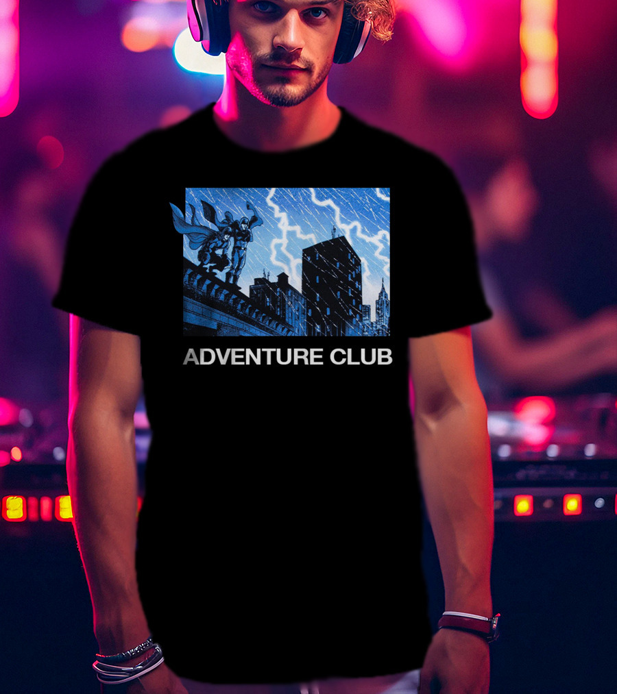 ADVENTURE CLUB Cityscape Superhero Lightning Scene T-Shirt
