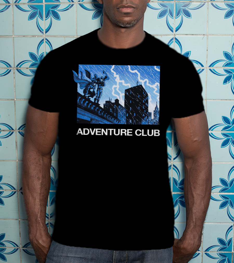 ADVENTURE CLUB Cityscape Superhero Lightning Scene T-Shirt