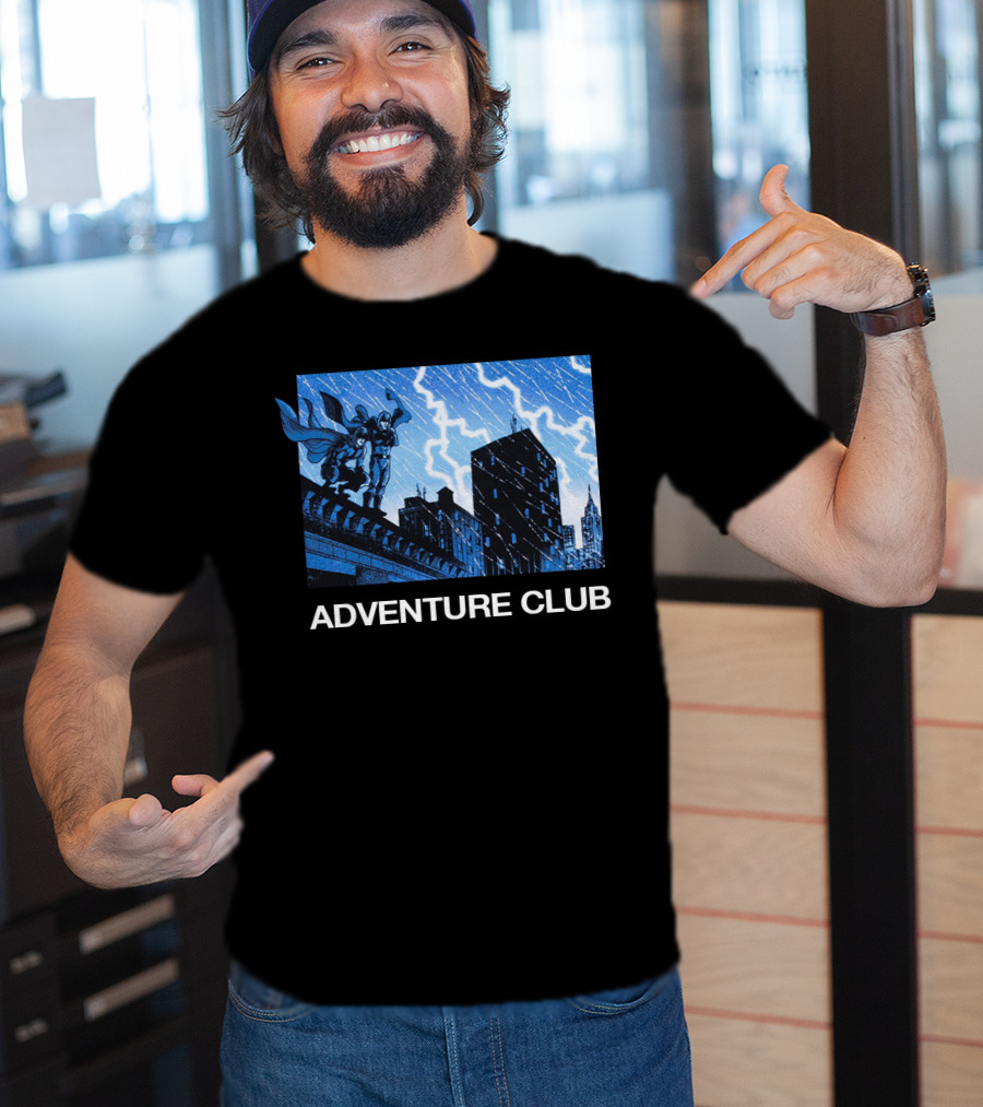 ADVENTURE CLUB Cityscape Superhero Lightning Scene T-Shirt