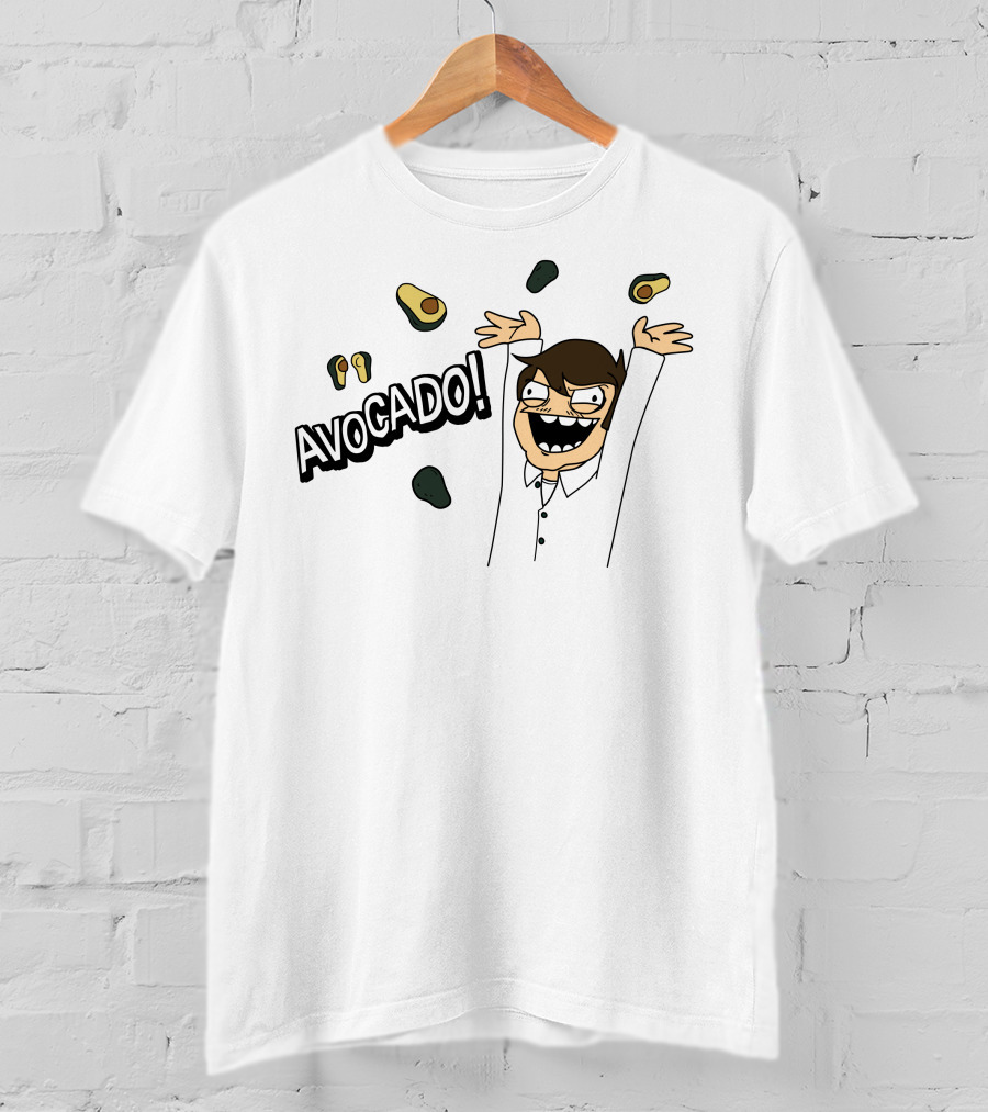 AVOCADO Enthusiastic Cartoon Celebration With Flying Avocados T-Shirt