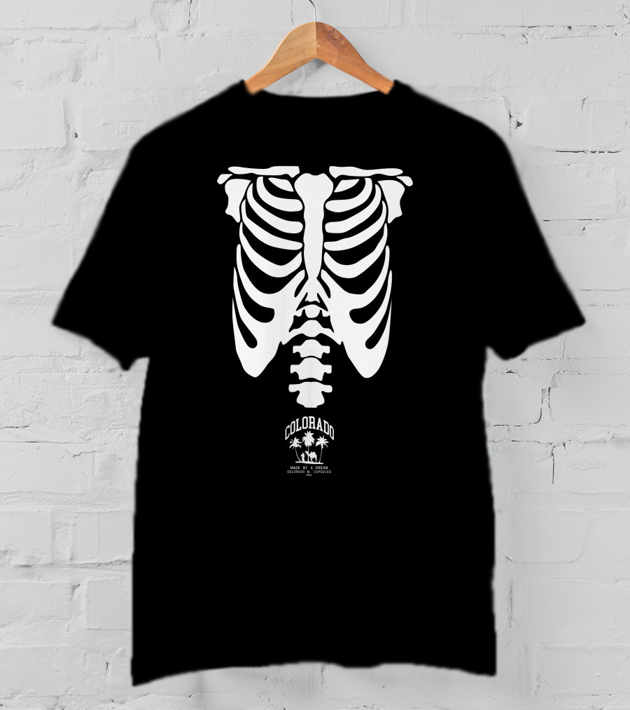 Colorado Made By A Bear Ocean Goodies And Capsules Rib Cage Palm Trees T-Shirt