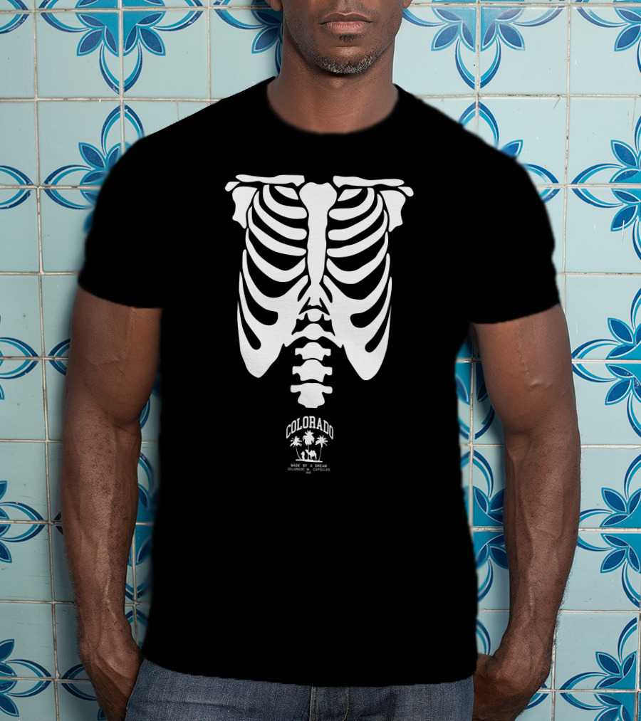Colorado Made By A Bear Ocean Goodies And Capsules Rib Cage Palm Trees T-Shirt