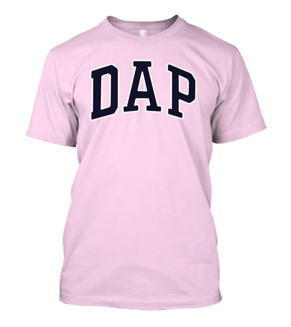 Dap College Style Athletic Lettering Pink Background T-Shirt