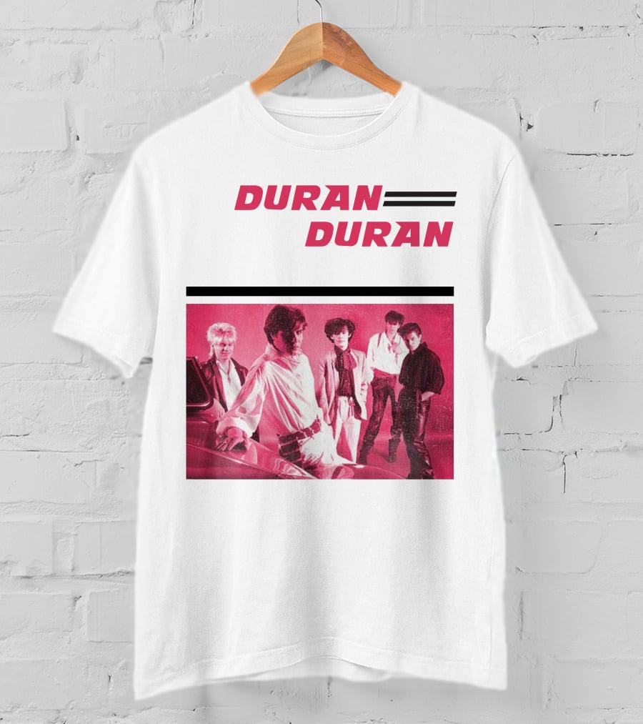 Duran Duran Band Photo With Stylized Logo And Pink Tone T-Shirt