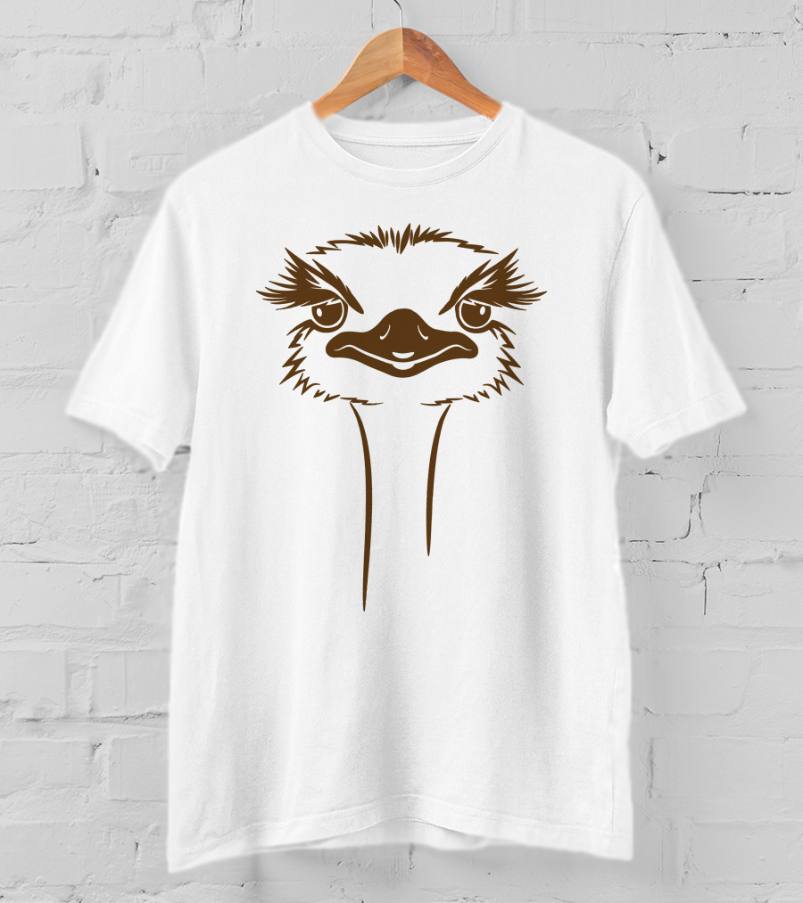 Ostrich Face Outline Bold Expression T-Shirt