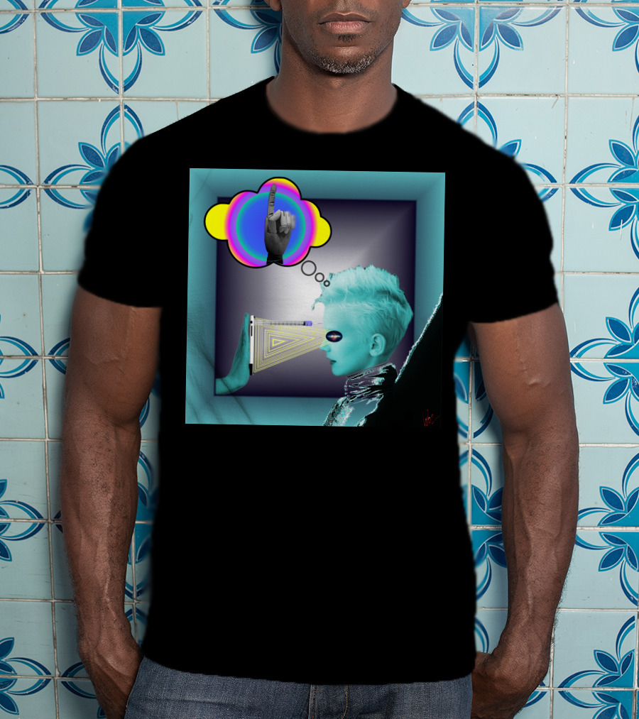 Push In Neon Finger Vision Cube T-Shirt