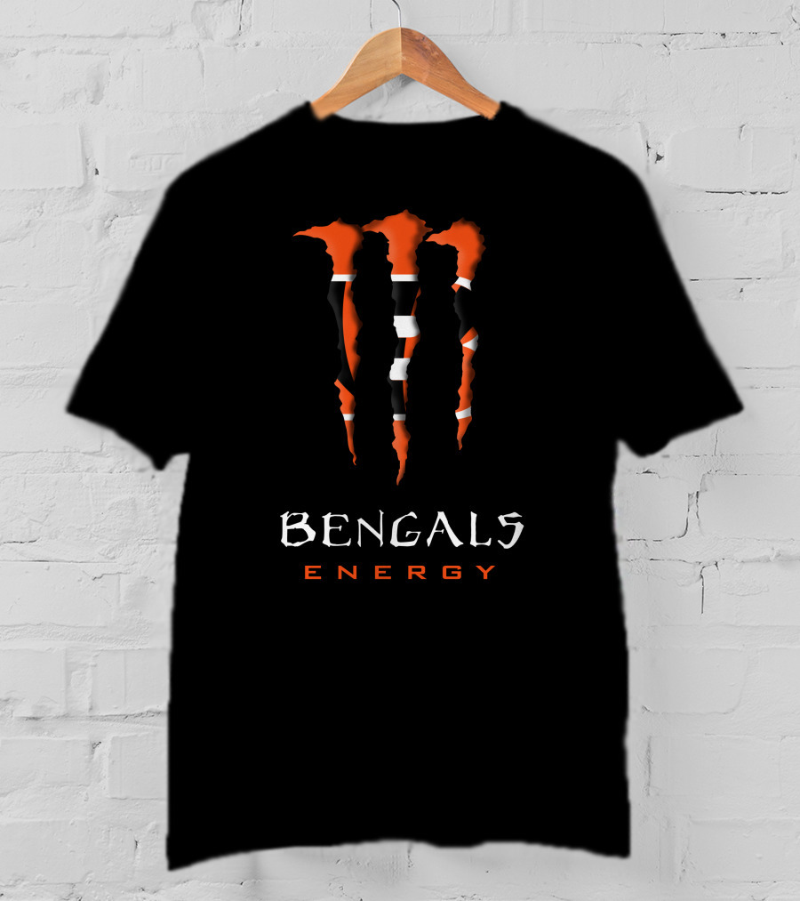 Bengals Energy 7 Claw Marks Orange Stripes Black T-Shirt