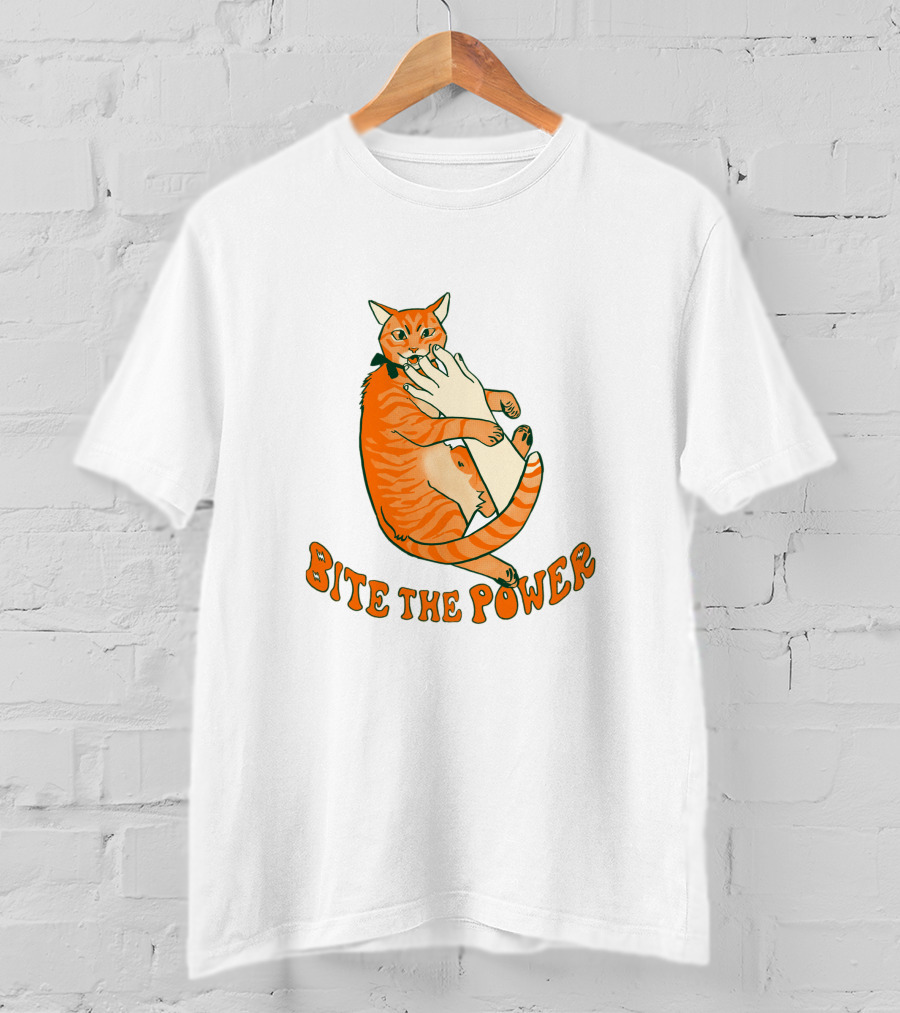 Bite The Power Goblin Criminal Kenny Cat Biting Hand T-Shirt