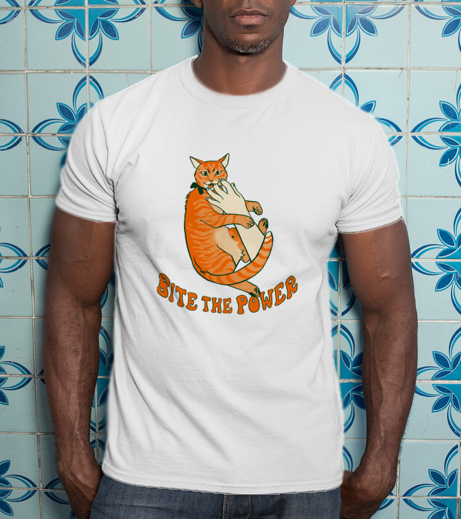 Bite The Power Goblin Criminal Kenny Cat Biting Hand T-Shirt