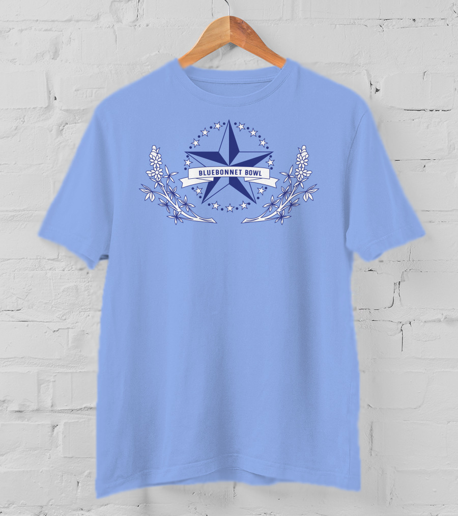 Super 70s Sports Bluebonnet Bowl Star And Bluebonnet Emblem T-Shirt