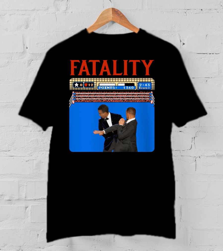 Fatality Will Smith Slaps Chris Rock Oscars Stage Video Game T-Shirt