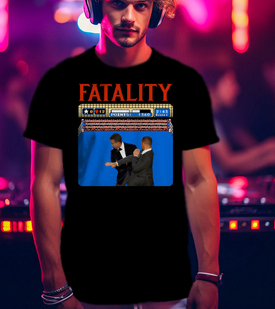 Fatality Will Smith Slaps Chris Rock Oscars Stage Video Game T-Shirt