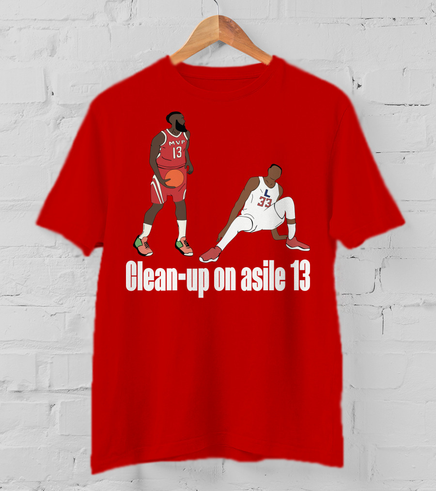 Clean-Up On Asile 13 MVP Number 13 Basketball Action Scene T-Shirt