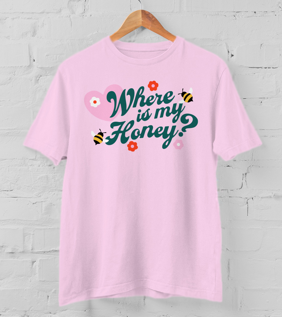 Stephanie Soo Merch Where Is My Honey Cream Bee Heart Floral T-Shirt