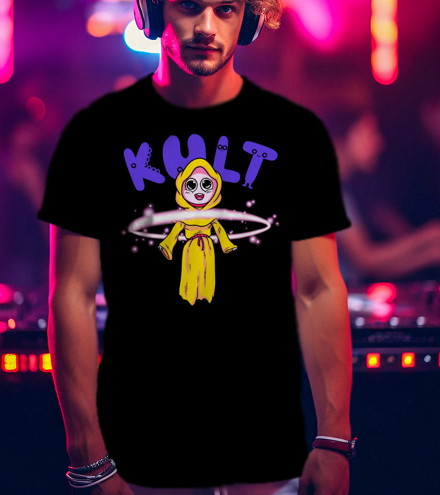 KULT Yellow-Hooded Character With Glowing Aura T-Shirt