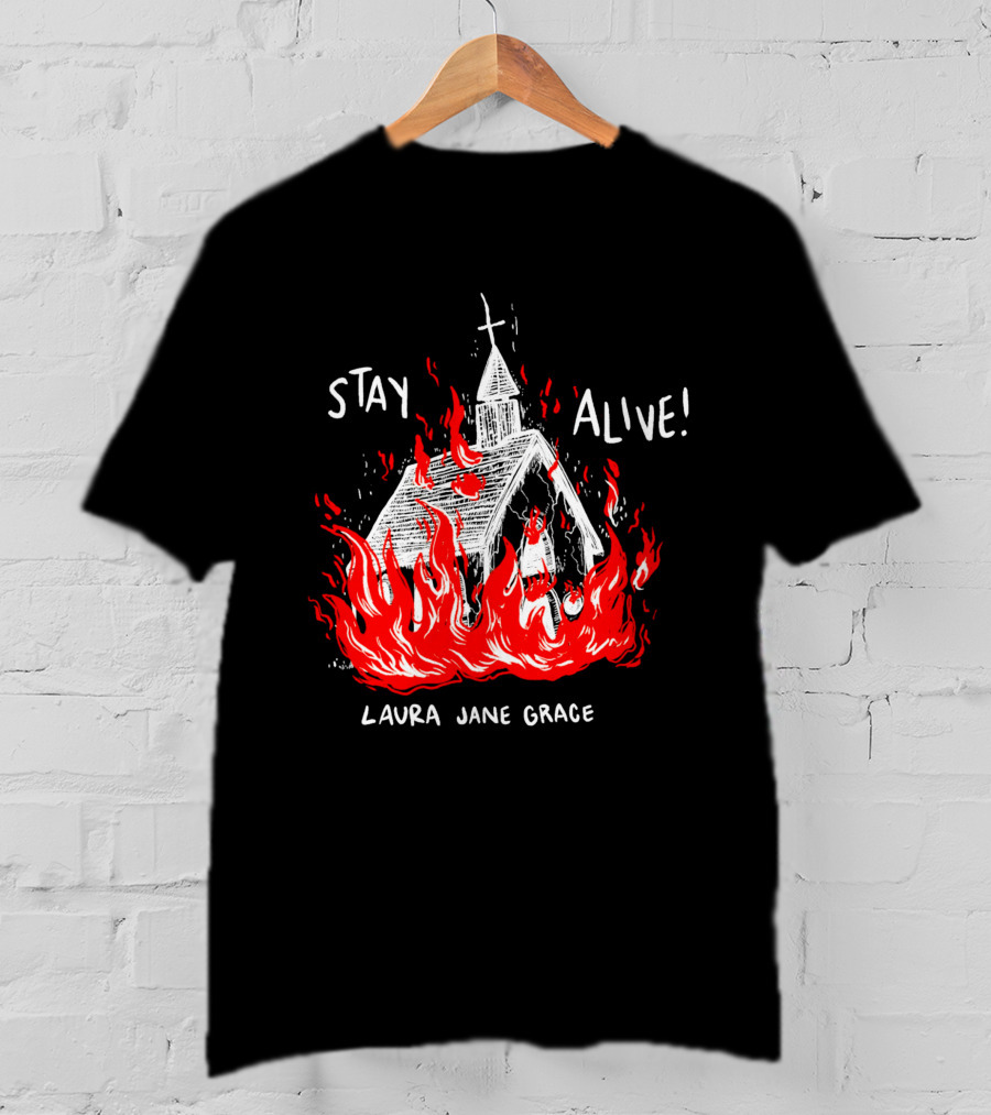 Stay Alive Church Laura Jane Grace Flaming Chapel T-Shirt