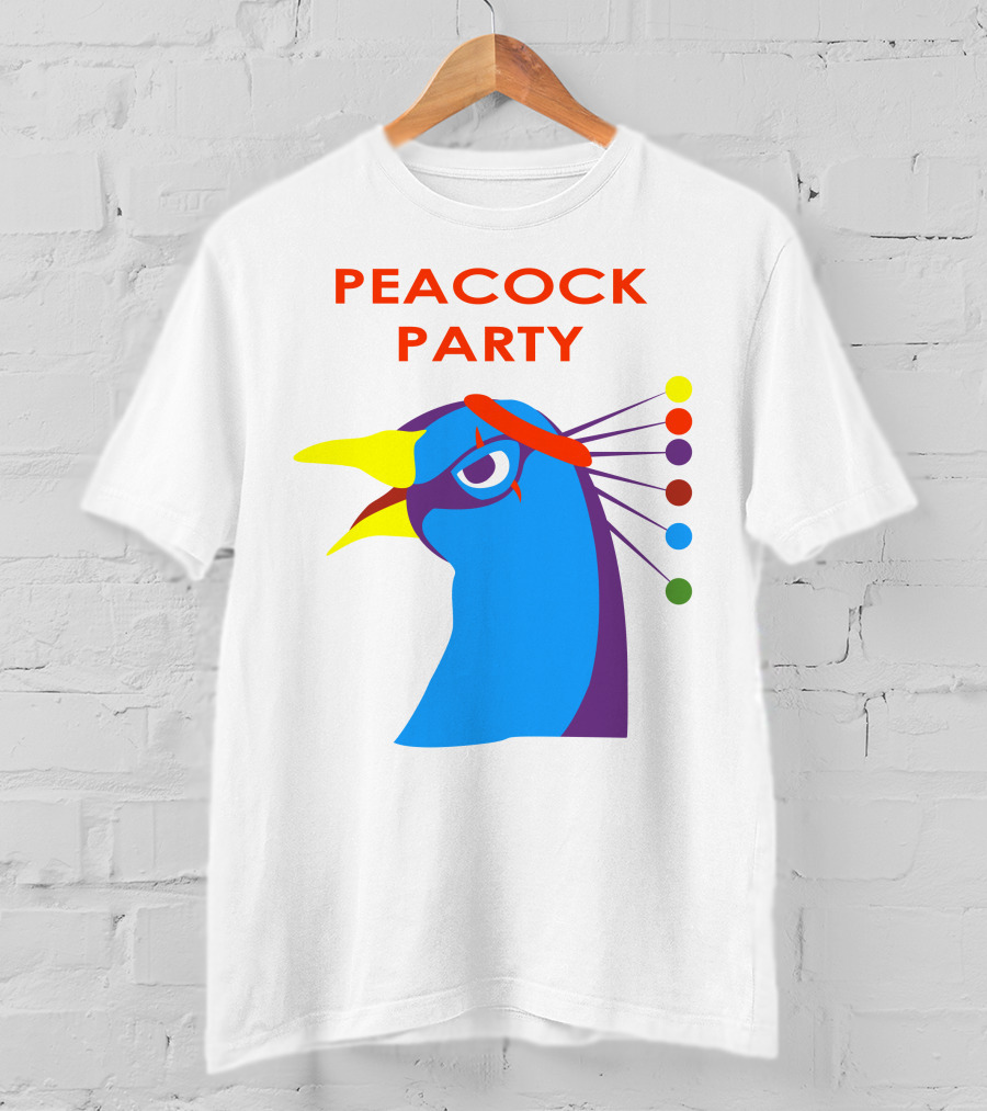 Peacock Party Auburn Blue Bird Colorful Head T-Shirt