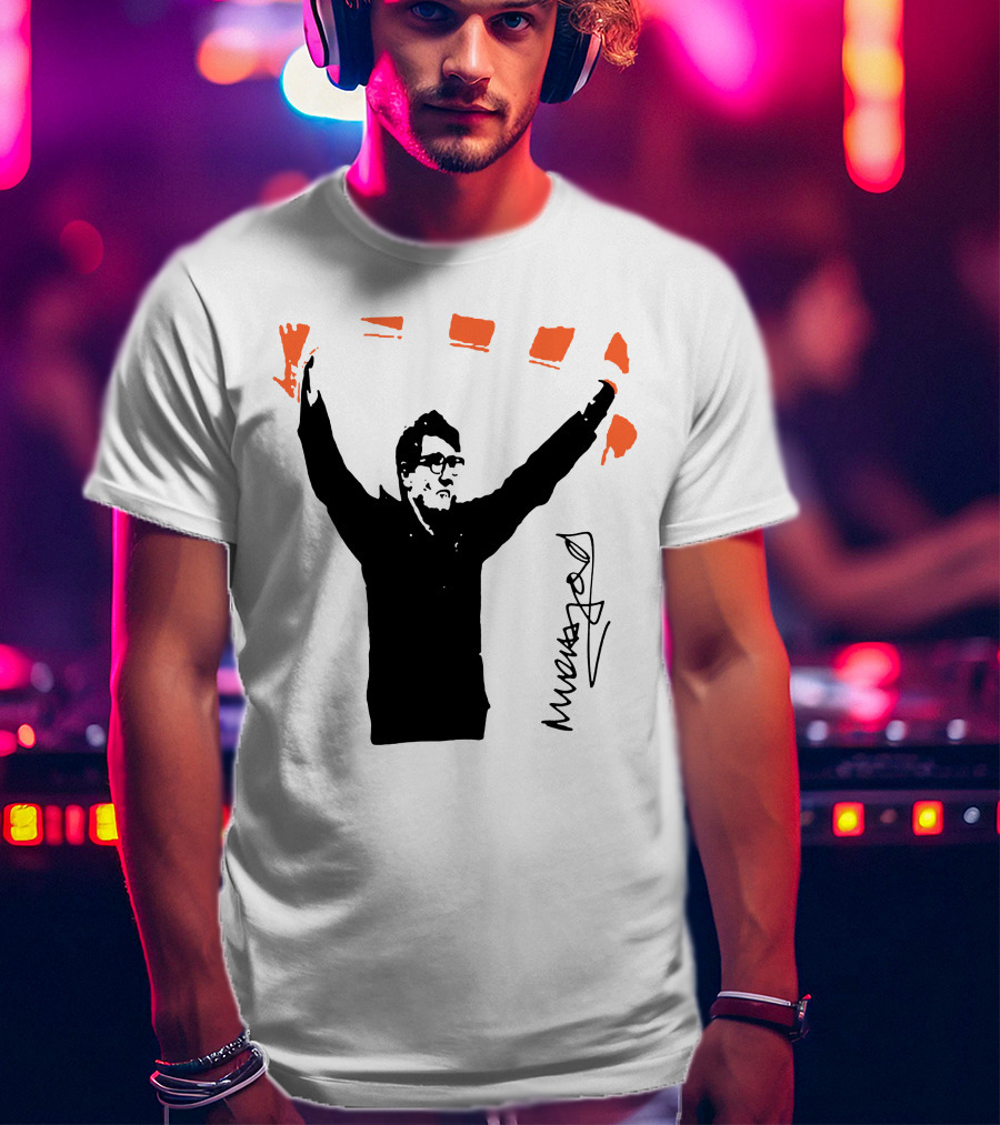 Mick Harford Signature Celebration Pose With Orange Stripes T-Shirt