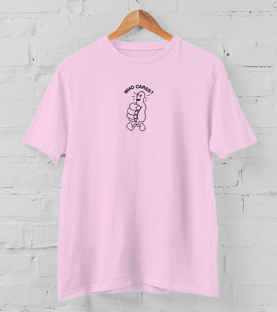 Who Cares Heart Eyes Pink T-Shirt