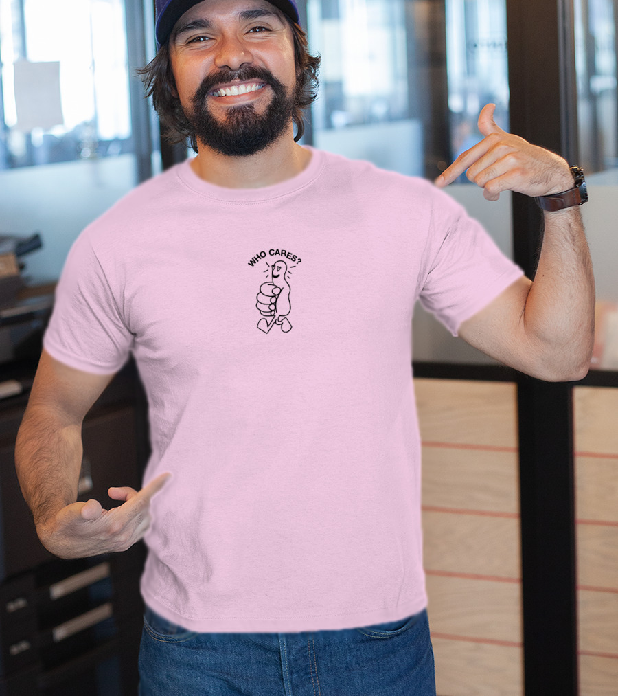 Who Cares Heart Eyes Pink T-Shirt
