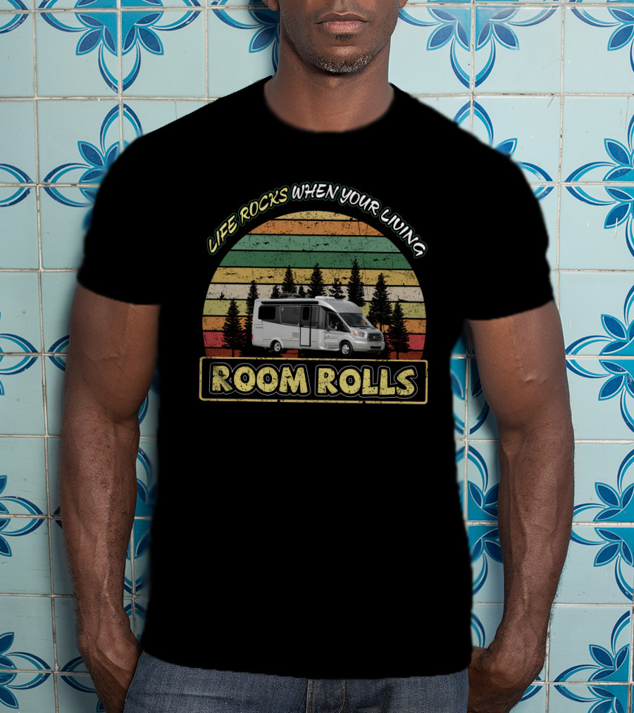 LTV Wonder Life Rocks When Your Living Room Rolls Vintage Camper Van T-Shirt
