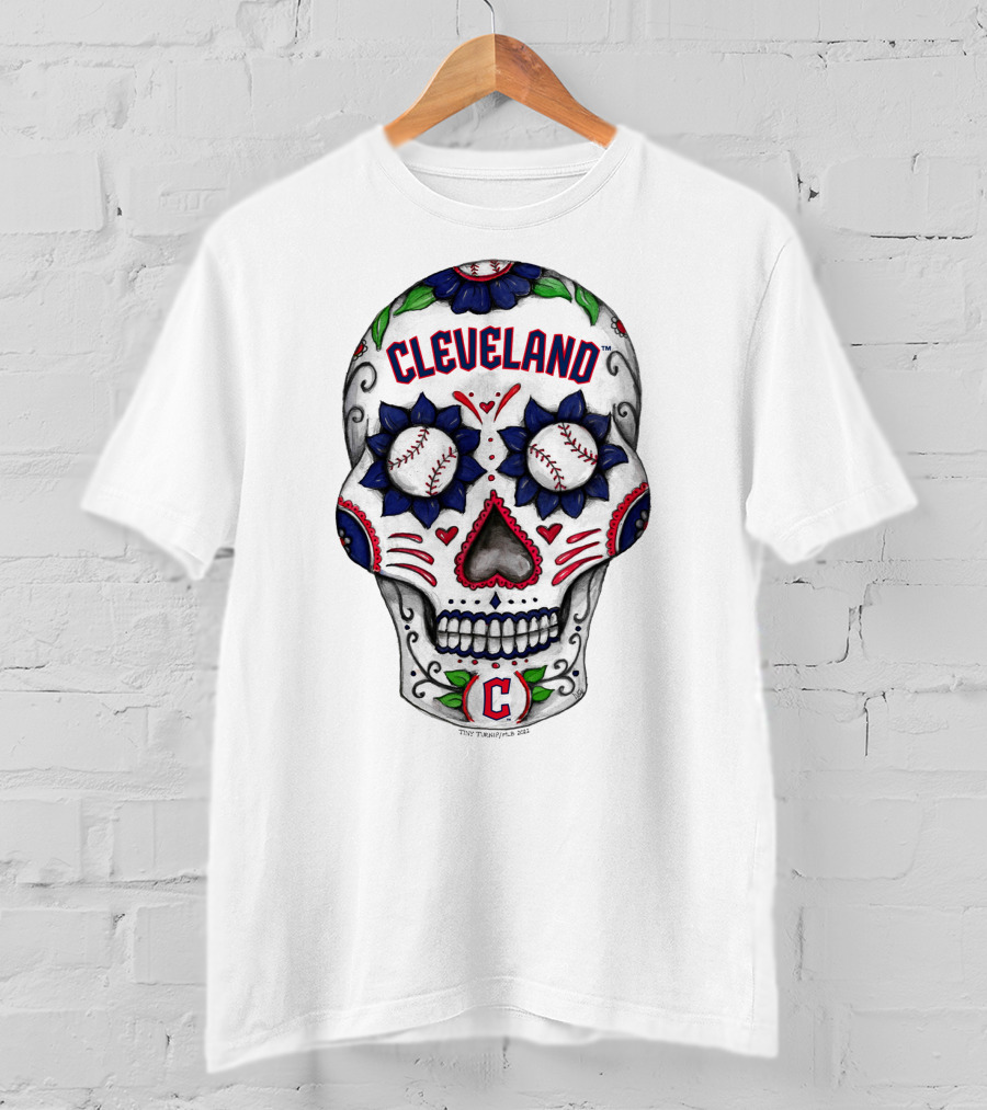Cleveland Guardians Sugar Skull Tiny Turnip Baseball T-Shirt