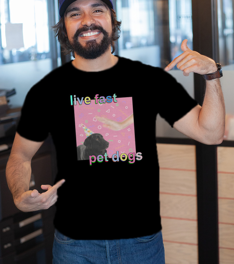 Live Fast Pet Dogs Zach Heltzel Robots With Rayguns T-Shirt