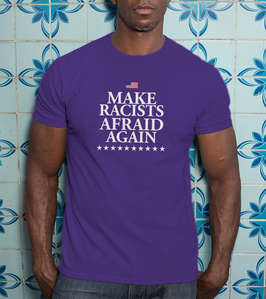Lady On The Prairie USA Make Racists Afraid Again Dave American Flag Stars T-Shirt