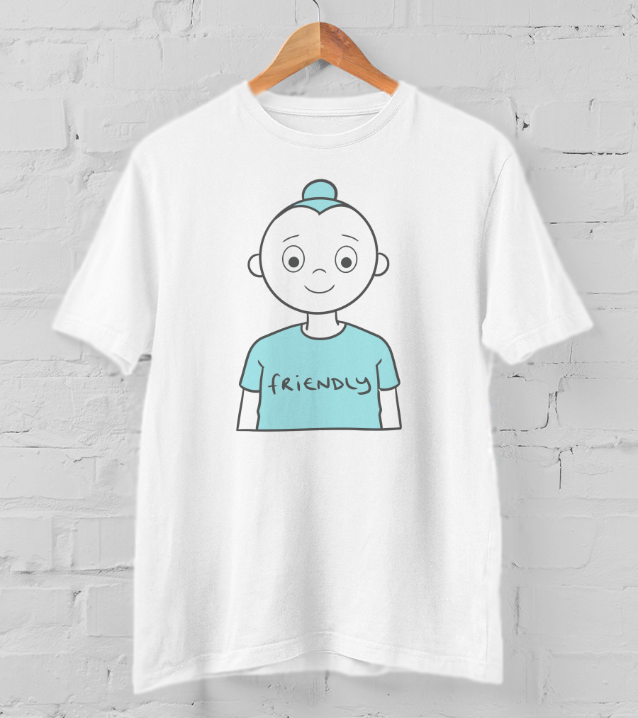 Friendly Cartoon Character With Blue T-Shirt