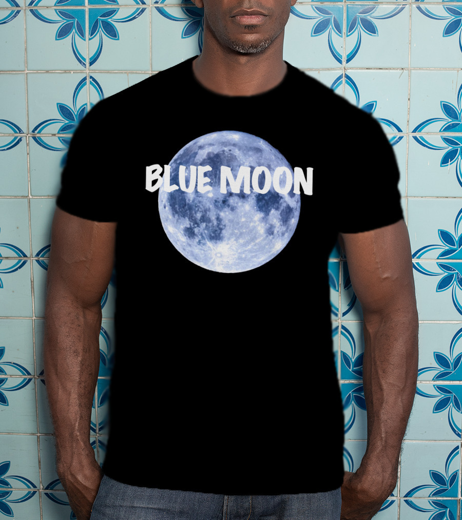 Blue Moon Lunar Phase Image With Text In Bold White Font T-Shirt