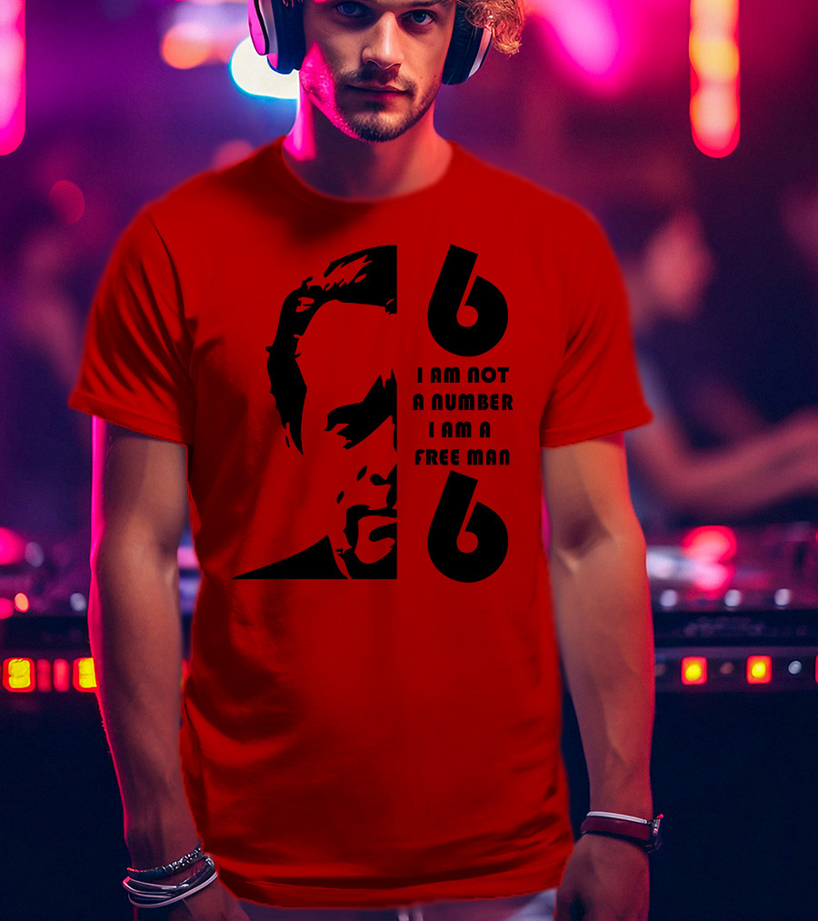 I Am Not A Number I Am A Free Man 6 Six Red T-Shirt